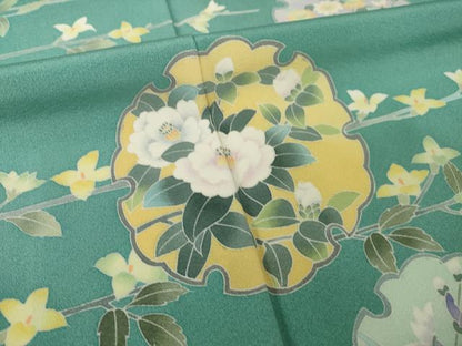 平和屋着物●訪問着　友禅　作家物　峰山　雪輪花文　正絹　逸品　AABI6906ck