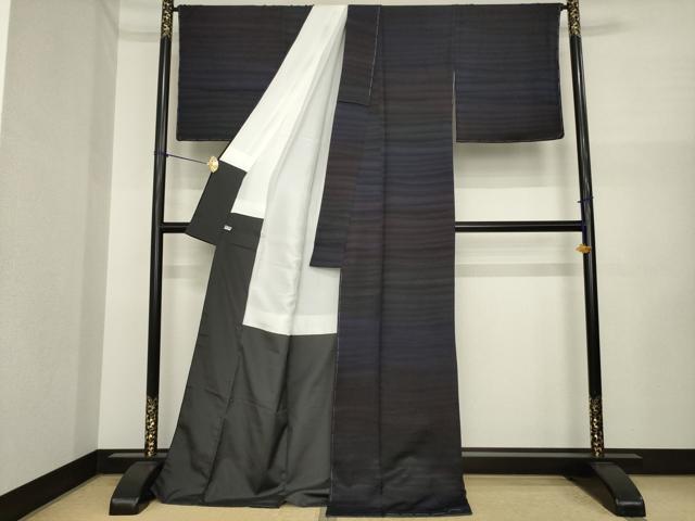 平和屋着物●手描友禅工芸染人　高見宝仙　小紋　霞文　ロング丈　絹　逸品　AABI6908ck