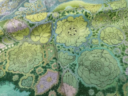 平和屋着物●吉乃一廉　幻の辻が花　訪問着　辻が花　遠山花文　銀通し地　正絹　逸品　AABI6910ck
