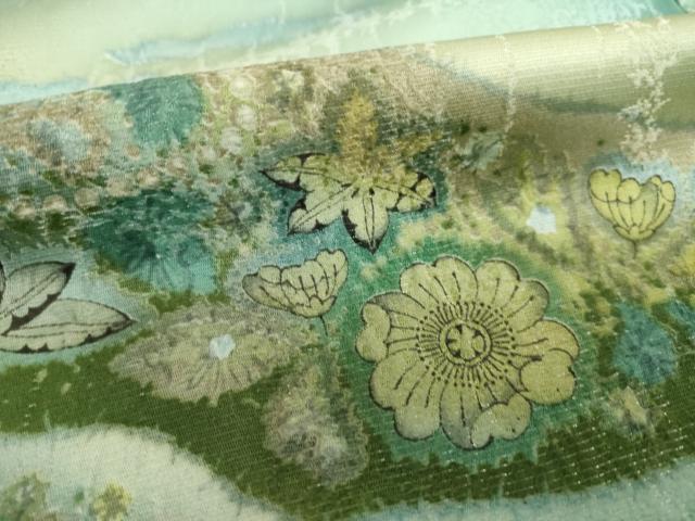 平和屋着物●吉乃一廉　幻の辻が花　訪問着　辻が花　遠山花文　銀通し地　正絹　逸品　AABI6910ck