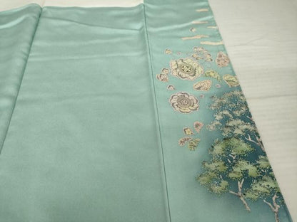 平和屋着物●吉乃一廉　幻の辻が花　訪問着　辻が花　遠山花文　銀通し地　正絹　逸品　AABI6910ck