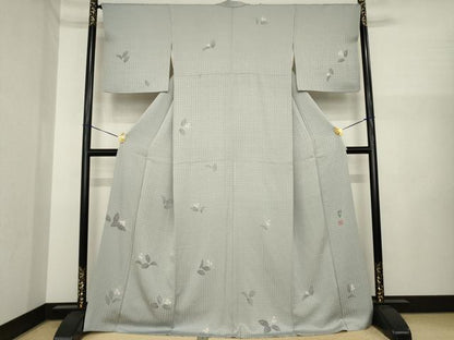 平和屋着物●染色作家　寺島利男　訪問着　舞花文　ロング丈　正絹　逸品　AABI6912ck