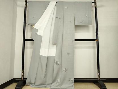 平和屋着物●染色作家　寺島利男　訪問着　舞花文　ロング丈　正絹　逸品　AABI6912ck