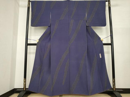 平和屋着物●世界的人形師　辻村寿三郎　ジュサブロー　小紋　枝葉文　正絹　逸品　AABI6914ck