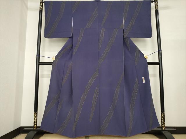 平和屋着物●世界的人形師　辻村寿三郎　ジュサブロー　小紋　枝葉文　正絹　逸品　AABI6914ck
