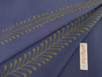 平和屋着物●世界的人形師　辻村寿三郎　ジュサブロー　小紋　枝葉文　正絹　逸品　AABI6914ck