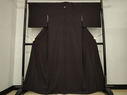 平和屋着物●上質な色無地　黒紅色　正絹　逸品　AABI6917ck