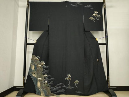 平和屋着物●京友禅の第一人者　松井青々　訪問着　立波松文　金彩　正絹　逸品　AABI6918ck