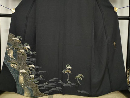 平和屋着物●京友禅の第一人者　松井青々　訪問着　立波松文　金彩　正絹　逸品　AABI6918ck