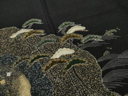 平和屋着物●京友禅の第一人者　松井青々　訪問着　立波松文　金彩　正絹　逸品　AABI6918ck