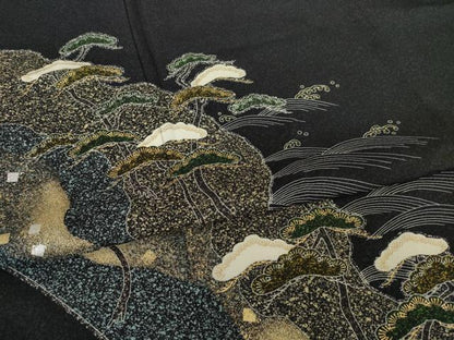 平和屋着物●京友禅の第一人者　松井青々　訪問着　立波松文　金彩　正絹　逸品　AABI6918ck