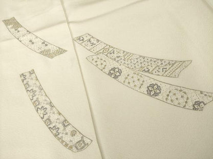平和屋着物●訪問着　総刺繍　中国三大刺繍　相良刺繍　短冊花文　金糸　正絹　逸品　AABI6927ck