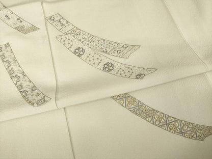 平和屋着物●訪問着　総刺繍　中国三大刺繍　相良刺繍　短冊花文　金糸　正絹　逸品　AABI6927ck