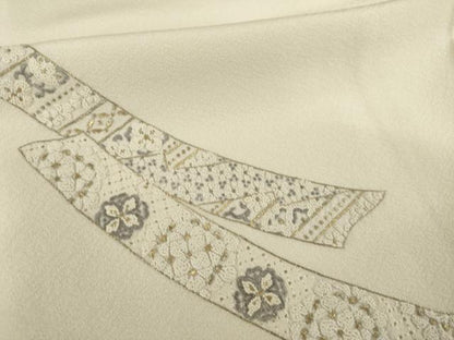 平和屋着物●訪問着　総刺繍　中国三大刺繍　相良刺繍　短冊花文　金糸　正絹　逸品　AABI6927ck