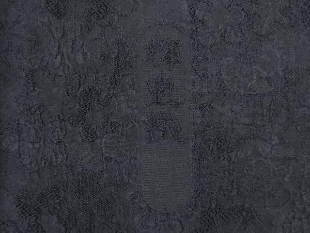平和屋着物●天目織　お召　花尽くし地紋　藍鉄色　輝凰織　正絹　逸品　未使用　AABI6929ck