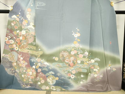 平和屋着物●訪問着　友禅　作家物　春峰　雪輪重ね花文　暈し染め　正絹　逸品　AABI6932ck