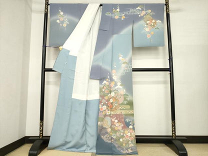 平和屋着物●訪問着　友禅　作家物　春峰　雪輪重ね花文　暈し染め　正絹　逸品　AABI6932ck