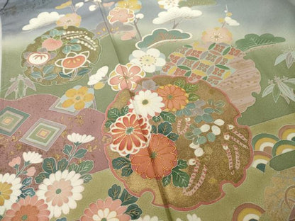 平和屋着物●訪問着　友禅　作家物　春峰　雪輪重ね花文　暈し染め　正絹　逸品　AABI6932ck