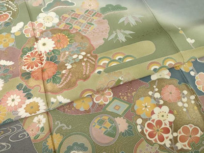 平和屋着物●訪問着　友禅　作家物　春峰　雪輪重ね花文　暈し染め　正絹　逸品　AABI6932ck