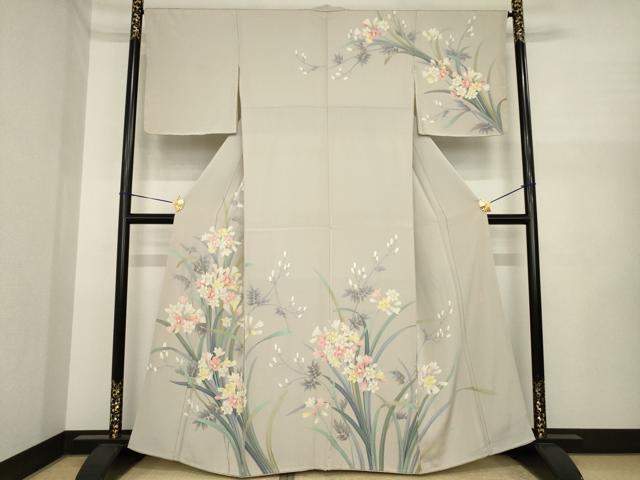 平和屋着物●訪問着　友禅　作家物　秀夫　草花文　正絹　逸品　未使用　AABI6933ck