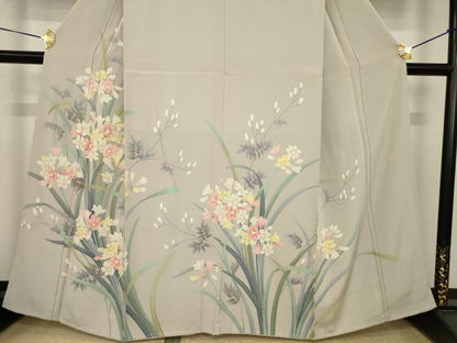 平和屋着物●訪問着　友禅　作家物　秀夫　草花文　正絹　逸品　未使用　AABI6933ck