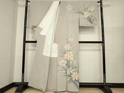 平和屋着物●訪問着　友禅　作家物　秀夫　草花文　正絹　逸品　未使用　AABI6933ck
