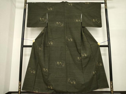 平和屋着物●小千谷紬　クワイ　成り物　正絹　逸品　未使用　AABI6936ck