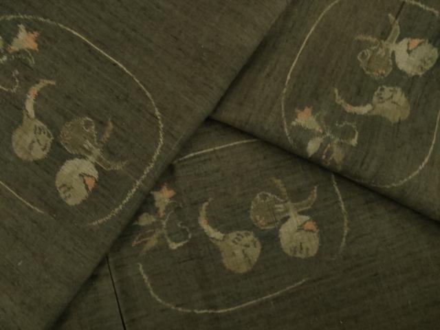 平和屋着物●小千谷紬　クワイ　成り物　正絹　逸品　未使用　AABI6936ck