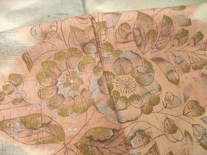 平和屋着物●訪問着　紬地　辻が花　松皮菱花文　暈し染め　金彩　正絹　逸品　AABI6938ck