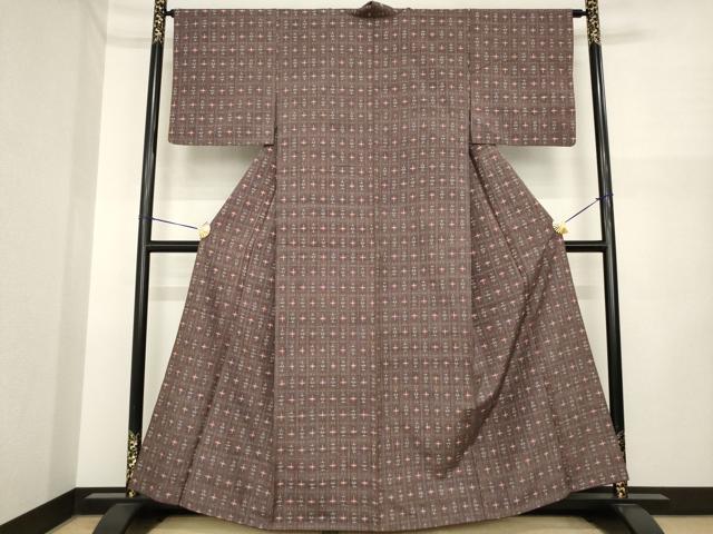 平和屋着物●上質な紬　十字絣　正絹　逸品　AABI6944ck