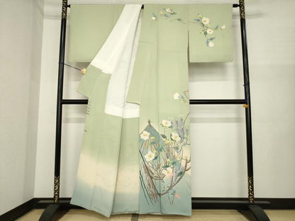 平和屋着物●本場加賀友禅作家　杉浦伸 　訪問着　風景花文　暈し染め　正絹　逸品　AABI6945ck