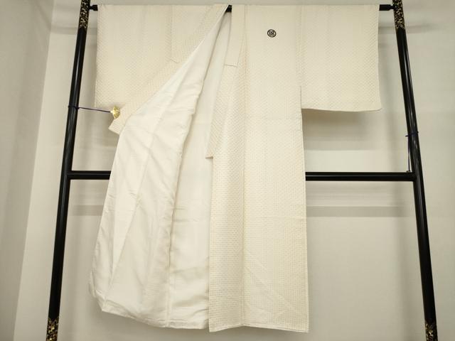 平和屋着物●男性　白紋付・羽織セット　菱文　金糸　正絹　逸品　未使用　AABI6947ck