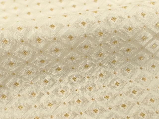 平和屋着物●男性　白紋付・羽織セット　菱文　金糸　正絹　逸品　未使用　AABI6947ck
