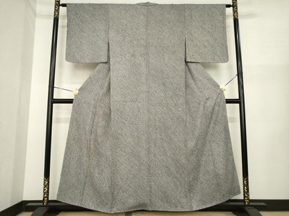 平和屋着物●大変加工の良い総絞り小紋　黒地　正絹　逸品　AABI6949ck