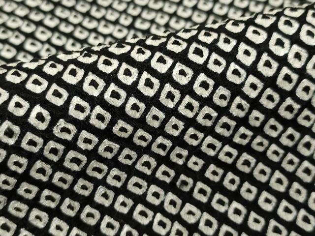 平和屋着物●大変加工の良い総絞り小紋　黒地　正絹　逸品　AABI6949ck