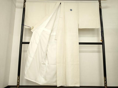 平和屋着物●男性　白紋付・羽織セット　菱文　金糸　キングサイズ　正絹　逸品　AABI6950ck
