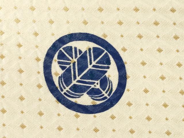 平和屋着物●男性　白紋付・羽織セット　菱文　金糸　キングサイズ　正絹　逸品　AABI6950ck