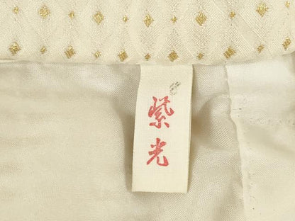 平和屋着物●男性　白紋付・羽織セット　菱文　金糸　キングサイズ　正絹　逸品　AABI6950ck