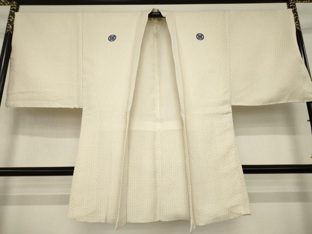 平和屋着物●男性　白紋付・羽織セット　菱文　金糸　キングサイズ　正絹　逸品　AABI6950ck