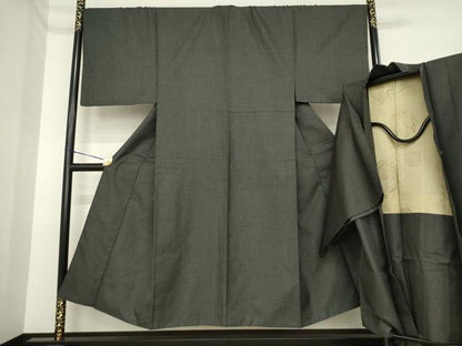 平和屋着物●男性　紬　アンサンブル　亀甲柄　大丸扱い　正絹　逸品　AABI6951ck