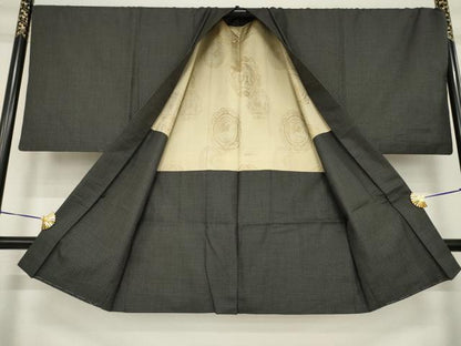 平和屋着物●男性　紬　アンサンブル　亀甲柄　大丸扱い　正絹　逸品　AABI6951ck
