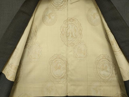 平和屋着物●男性　紬　アンサンブル　亀甲柄　大丸扱い　正絹　逸品　AABI6951ck