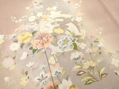 平和屋着物●訪問着　作家物　利秋　流水花丸文　暈し染め　正絹　逸品　AABI6952ck
