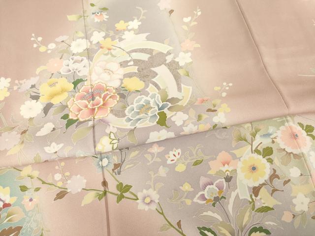 平和屋着物●訪問着　作家物　利秋　流水花丸文　暈し染め　正絹　逸品　AABI6952ck
