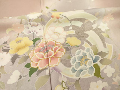 平和屋着物●訪問着　作家物　利秋　流水花丸文　暈し染め　正絹　逸品　AABI6952ck