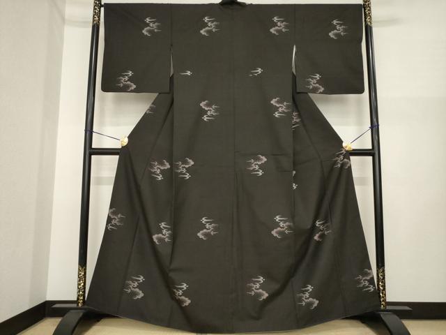 平和屋着物●本場大島紬　カタス9マルキ　地空き　雲重ね飛鳥文　正絹　逸品　AABI6956ck