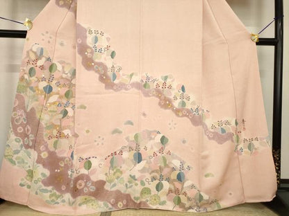 平和屋着物●訪問着　駒刺繍　桐　金銀彩　正絹　逸品　AABI6957ck