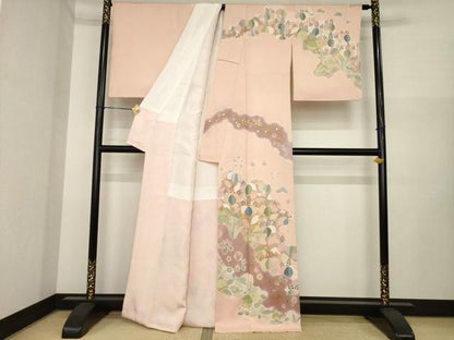 平和屋着物●訪問着　駒刺繍　桐　金銀彩　正絹　逸品　AABI6957ck