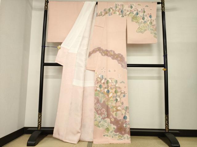 平和屋着物●訪問着　駒刺繍　桐　金銀彩　正絹　逸品　AABI6957ck