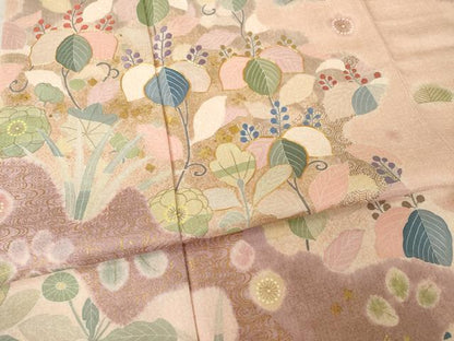 平和屋着物●訪問着　駒刺繍　桐　金銀彩　正絹　逸品　AABI6957ck